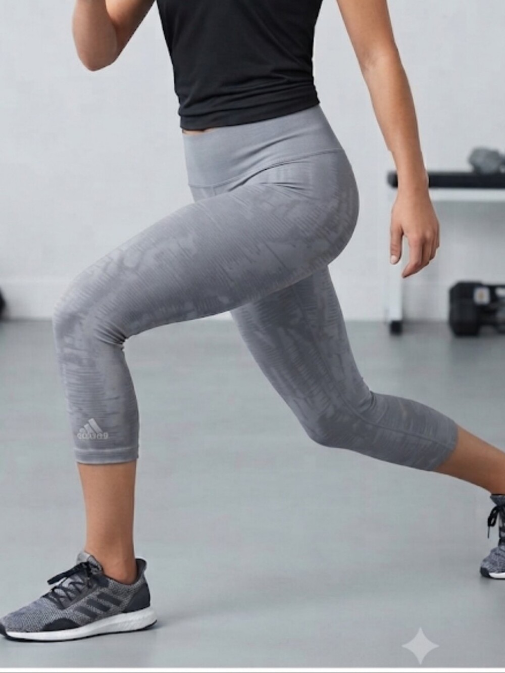 Adidas Gray Climalite Capri Workout Leggings Activewear Cropped Size Large